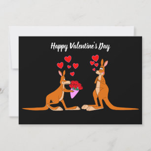 Kangourous animés de la Saint-Valentin carte plate