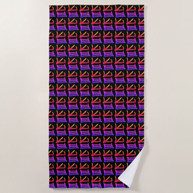 Kanji Délicate serviette de plage noire (Devant)