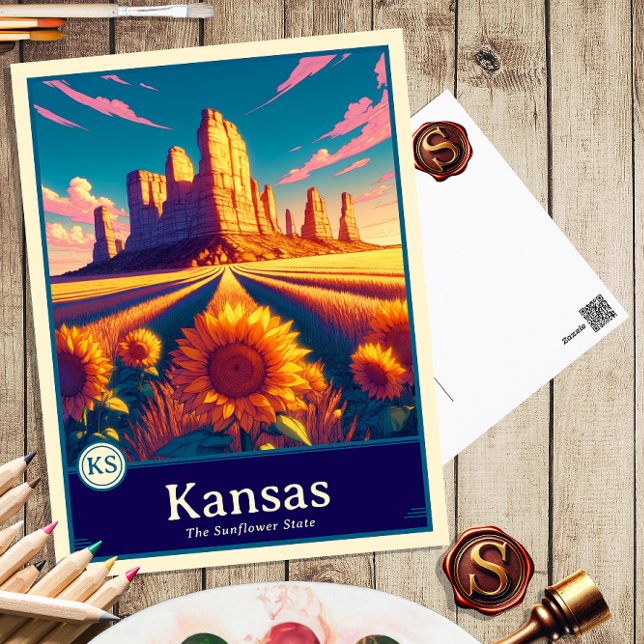 Kansas | Carte postale de style anime à ombrage de (Créateur téléchargé)
