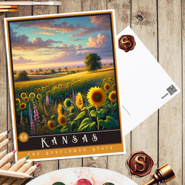 Kansas | Carte postale État hyper-réaliste (Créateur téléchargé)