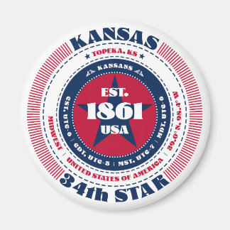 Kansas Circle Typographie Souvenir Magnet