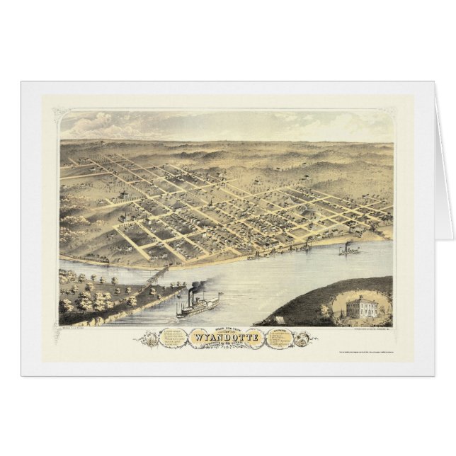 Kansas City, carte panoramique de KS - 1869 (Devant horizontal)