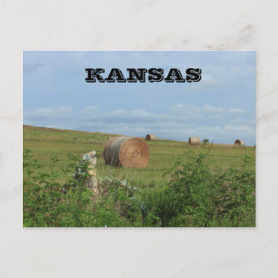 Kansas Country Hay Bale dans un champ Carte postal