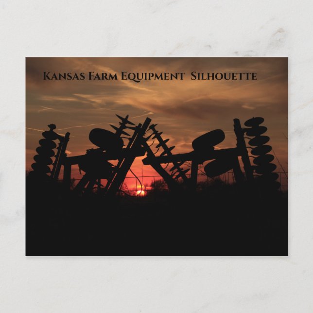 Kansas Farm Equipment Silhouette Carte postale (Devant)