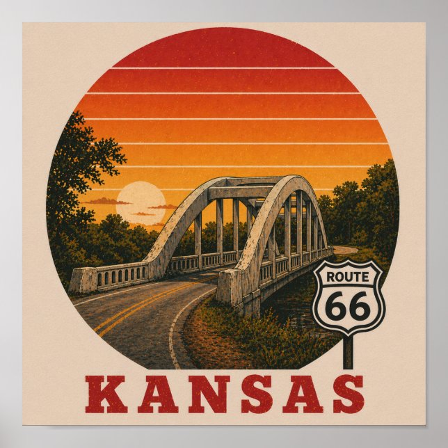 Kansas Rainbow Bridge Route 66 Affiche (Devant)