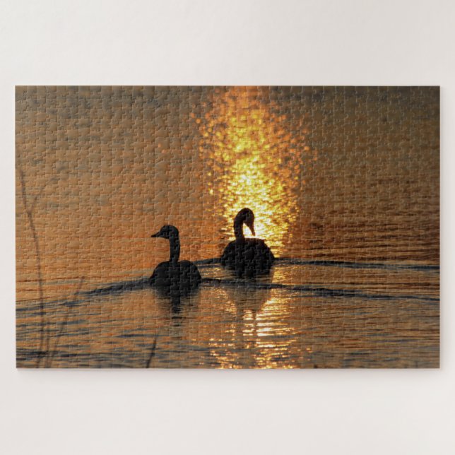 Kansas Sunset Goose silhouette Jigsaw Puzzle (Horizontal)