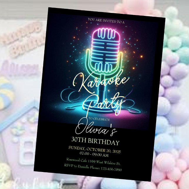 Karaoke Anniversaire Fête Invitation (Créateur téléchargé)