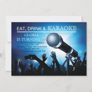 Karaoke Night Adulte Anniversaire Fête Invitation