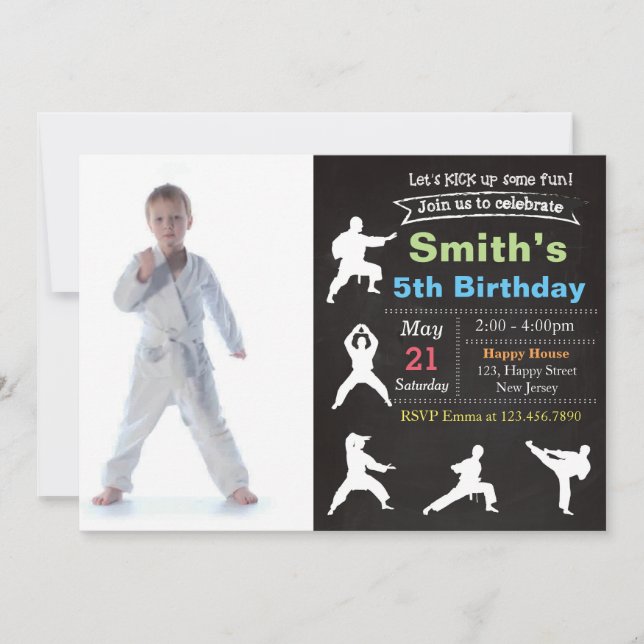 Karate Anniversaire Invitation (Devant)