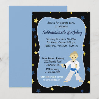 Karate Anniversaire Invitation Garçon Ceinture Ble