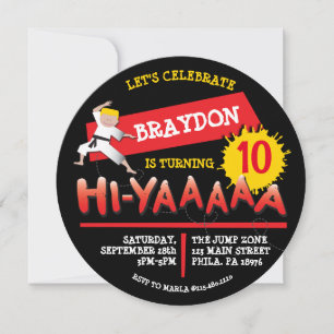 Karate Anniversaire Invitation Red Invitation