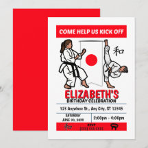 Karate Birthday Party Invitation (Girls)