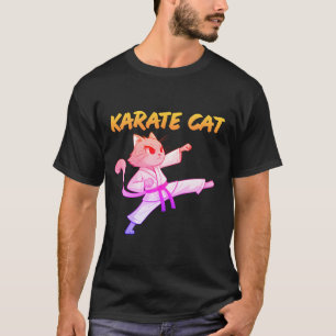 Karate Cat Cartoon T-shirt Design   Moyenne dynami