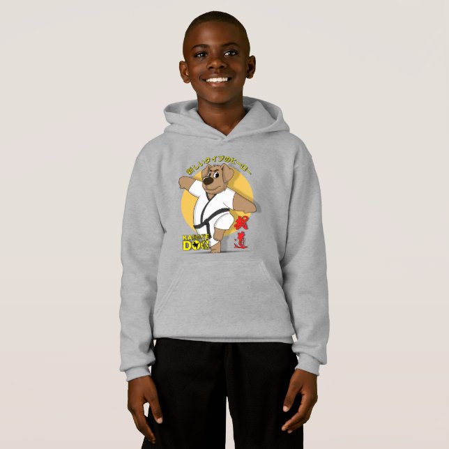 Karate Dog | Sweat à capuche pour enfants (Devant entier)