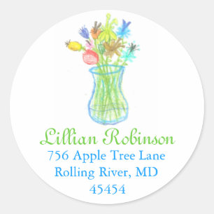 Karate Kat Graphics étiquette de adresse de fleur