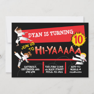 Karate Kick Red Anniversaire Fête Invitation