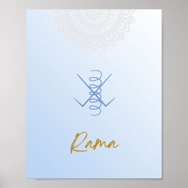 Karuna Reiki Rama Mandala Sky Blue Poster (Devant)