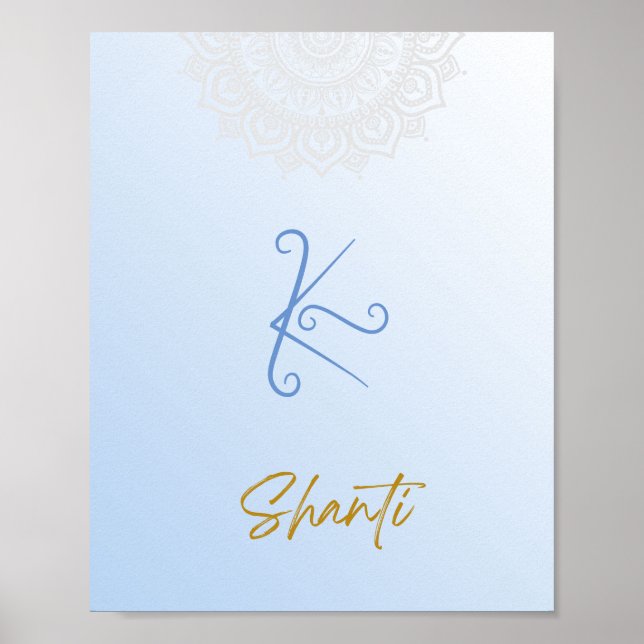 Karuna Reiki Shanti Mandala Sky Blue Poster (Devant)