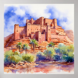 Kasbah en aquarelle clipart design, impression num