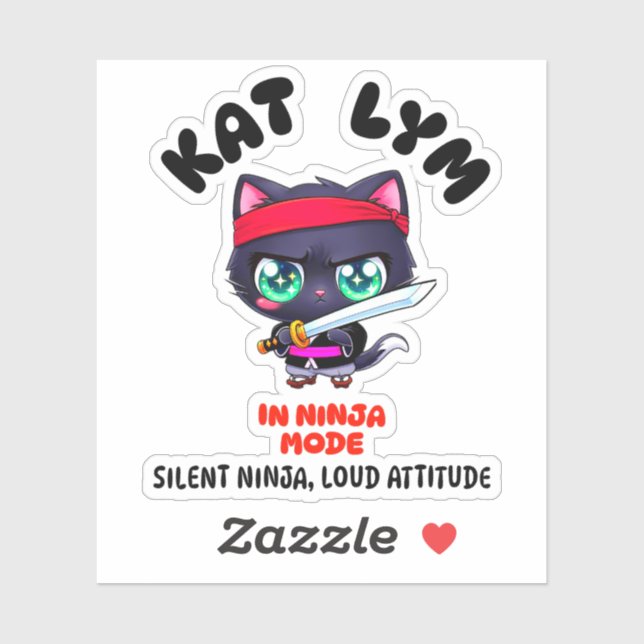 Kat Lym In Ninja Mode Cat Sticker (Feuille)