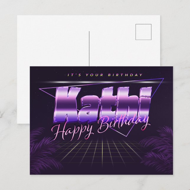 Kathi Nom Prénom Anniversaire de la carte postale (Devant / Derrière)