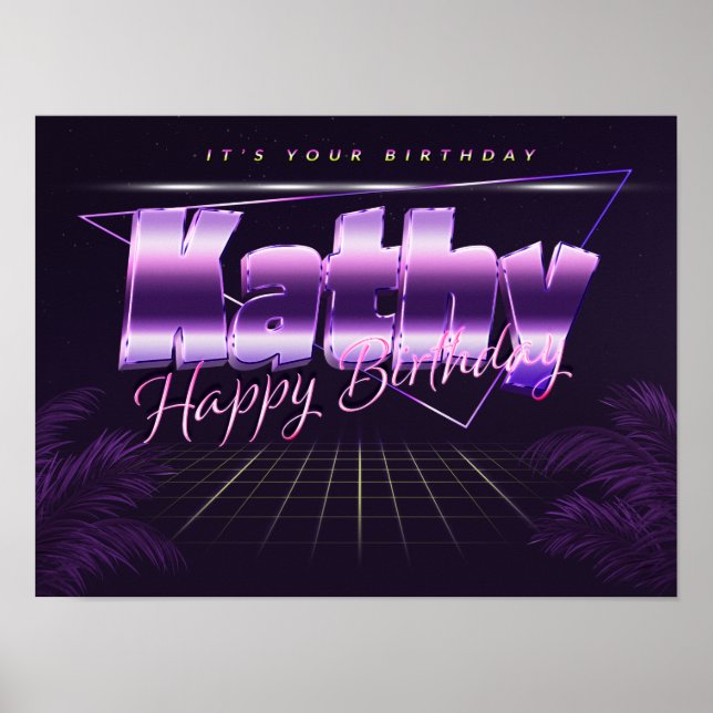 Kathy Nom Vorname lila retro Poster Geburtstag (Devant)