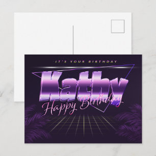 Kathy prénom carte postale violette anniversaire
