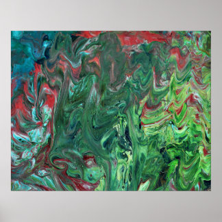 Katmandu 1 Wild Abstrait Busy Green Poster Imprime
