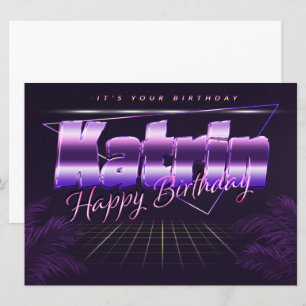 Katrin prénom carte rétro lilas anniversaire