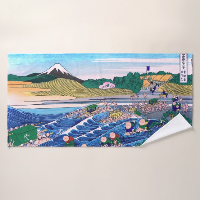 Katsushika Hokusai - Fuji from Kanaya on Tokaido (Serviette de bain)