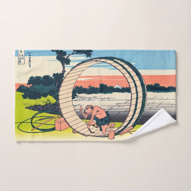 Katsushika Hokusai - Fujimigahara, province d'Owar (Serviette à main)