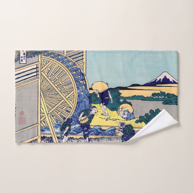 Katsushika Hokusai - Moulin à eau à Onden (Serviette à main)