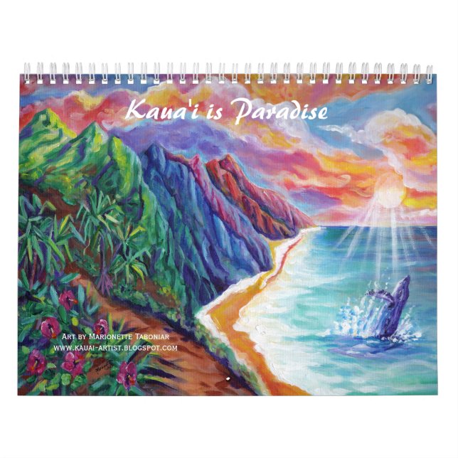 Kauai est Calendrier d'Art Paradis Hawaï  (Protection)