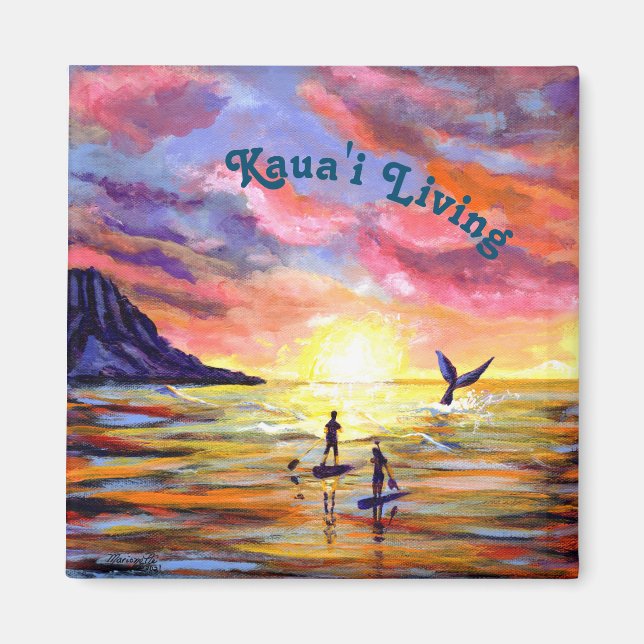 Kauai Living Ocean Paddle Boarding Magnet (Devant)