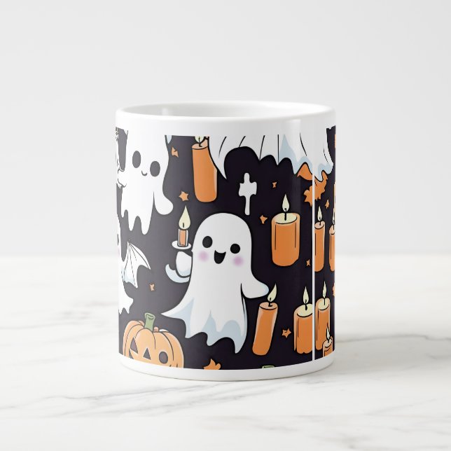 Kawai Halloween Citrouilles et Fantômes Mug (Devant)
