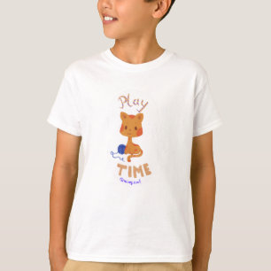 Kawaii Amusant Joli Jouer Temps Chat T-shirt Enfan