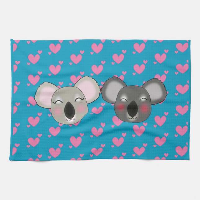 Kawaii amusants koalas dans l'amour serviette de c (Horizontal)