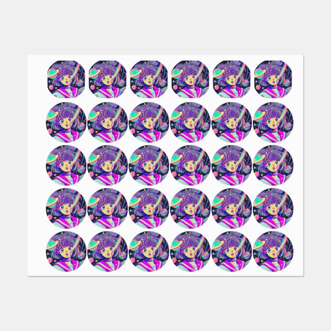 Kawaii Anime Étiquette (Feuille)