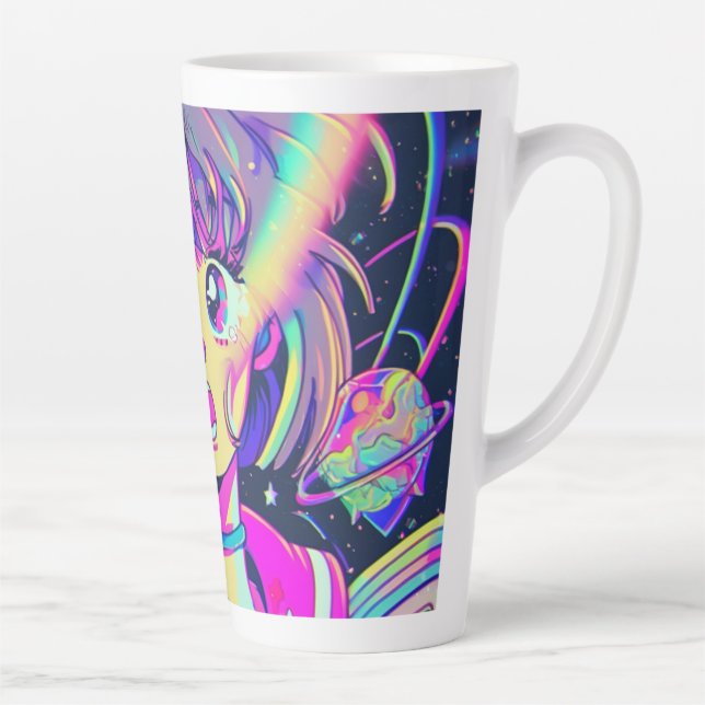 Kawaii Anime Girl Latte Mug (Droite)