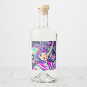 Kawaii Anime Girl Liquor Étiquette bouteille