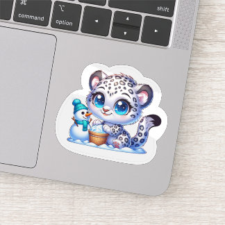 Kawaii Anime Snow Leopard Kid's Sticker 