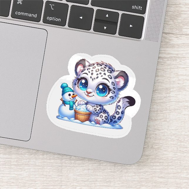 Kawaii Anime Snow Leopard Kid's Sticker  (Détail)