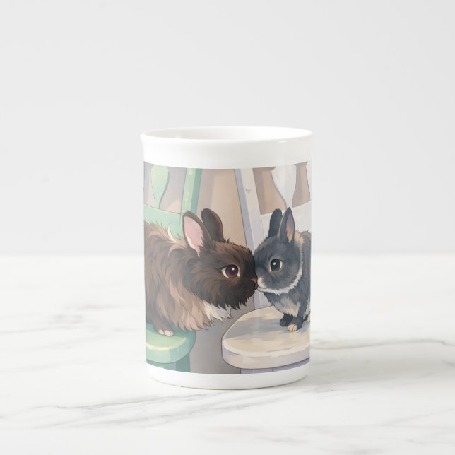 Kawaii Anime Two Bunnies Cute Coffee Mug (Devant)