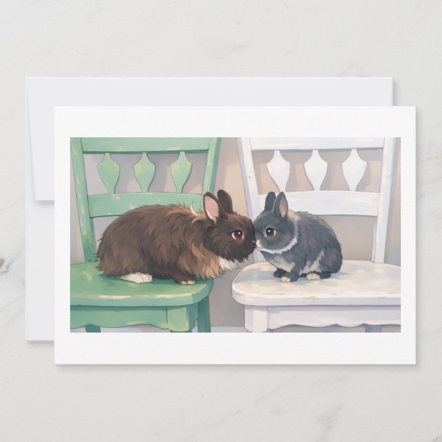 Kawaii Anime Two Bunnies Flat Card (Devant)