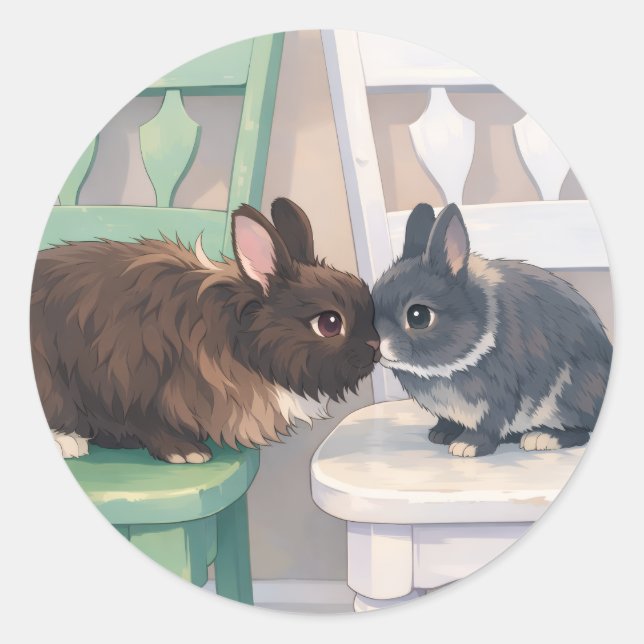 Kawaii Anime Two Bunnies Stickers (Devant)