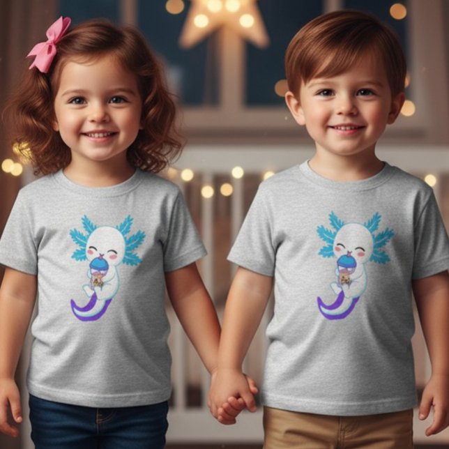 Kawaii Axolotl Boba Tea Toddler T-Shirt (Créateur téléchargé)