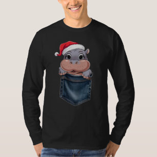 Kawaii Baby Hippo T-shirt de Noël Adorable