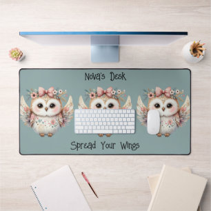 Kawaii Boho Owl Illustration bleu