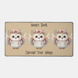 Kawaii Boho Owl Illustration Taupe