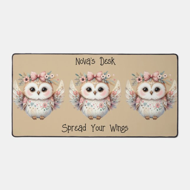Kawaii Boho Owl Illustration Taupe (Recto)